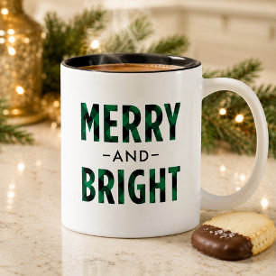Caneca De Café Em Dois Tons Xadrez Búfalo Verde Alegre e Brilhante