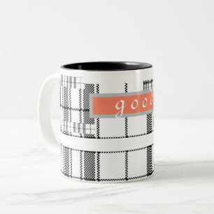 Caneca De Café Em Dois Tons Xadrez Chic Moderna, Black and White Classic Mug