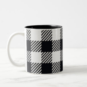 Caneca De Café Em Dois Tons Xadrez cinza Checkers Mug