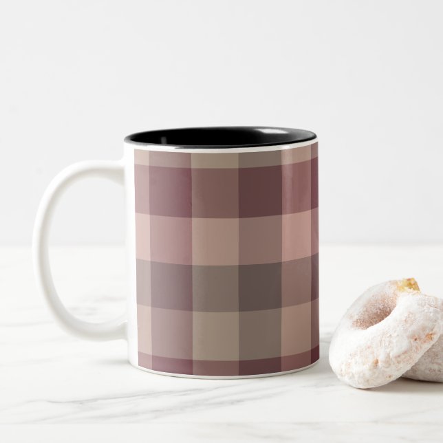 Caneca De Café Em Dois Tons Xadrez de blushwood (Com Donut)
