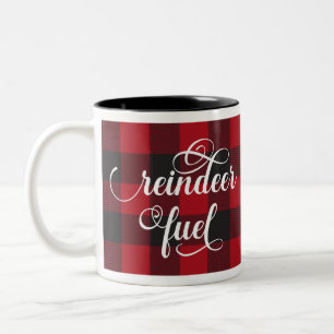 Caneca De Café Em Dois Tons Xadrez de Bufalos de Combustível para Renas