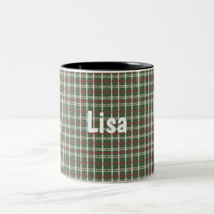 Caneca De Café Em Dois Tons Xadrez de Natal