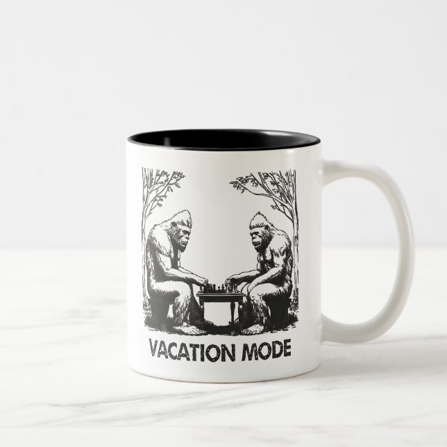 Caneca De Café Em Dois Tons Xadrez do Modo de Férias Bigfoot (Direita)