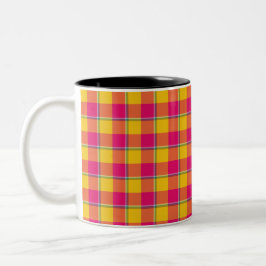 Caneca De Café Em Dois Tons Xadrez Milho e Razzmatazz Amarelo Rosa Dourado