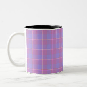 Caneca De Café Em Dois Tons Xadrez Roxo Rosa Viola e Lavanda Desbotada