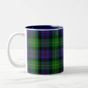 Caneca De Café Em Dois Tons Xadrez Tartan Azul e Verde