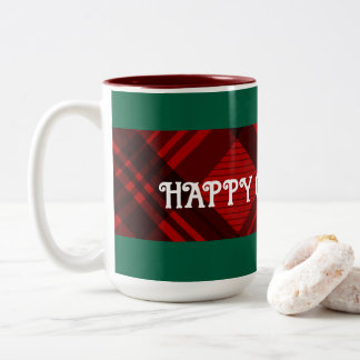 Caneca De Café Em Dois Tons Xadrez Vermelho e Preto Moderno