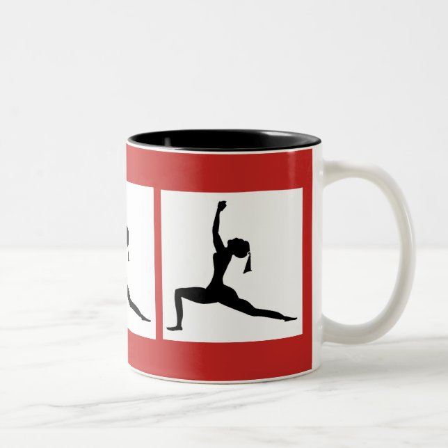 Caneca De Café Em Dois Tons Xadrez Vermelho Negro (Direita)