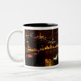 Caneca De Café Em Dois Tons Xangai China magnífica paisagem com moderno