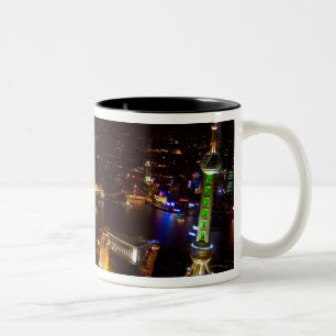 Caneca De Café Em Dois Tons Xangai China - maravilhoso horizonte com o moderno
