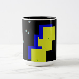 Caneca De Café Em Dois Tons xícara/copo quadrado preto desenhado