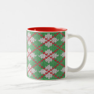 Caneca De Café Em Dois Tons XMAS ARGYLE KNIT Vermelho de dois tons