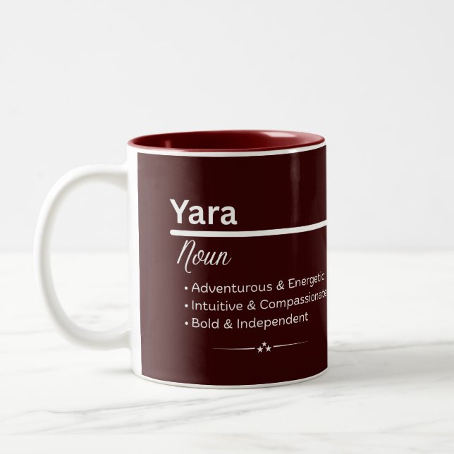 Caneca De Café Em Dois Tons Yara Personalized Name Coffee Mug (Esquerda)