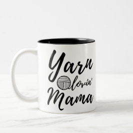 Caneca De Café Em Dois Tons Yarn Loving Mama ・ Artesanatos Knit Crochet