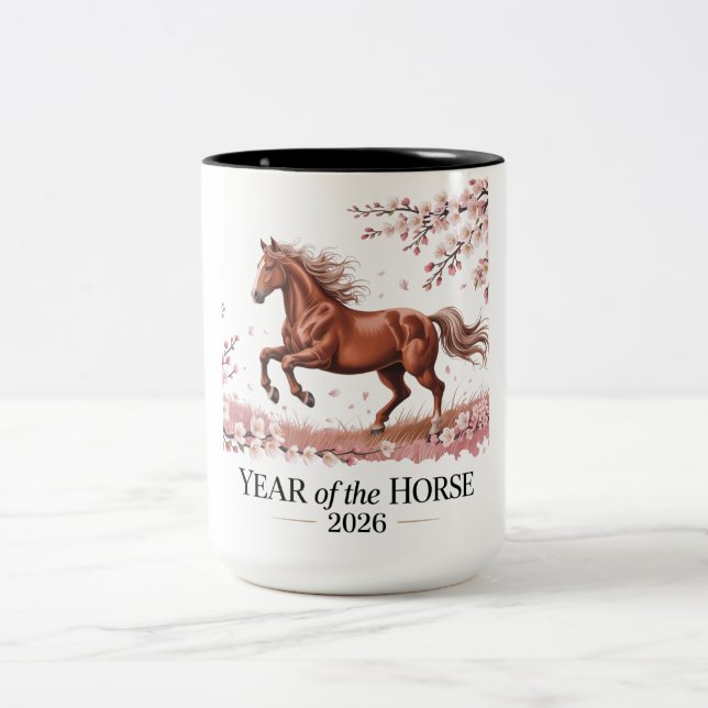 Caneca De Café Em Dois Tons Year of the Horse 2026 (Centro)