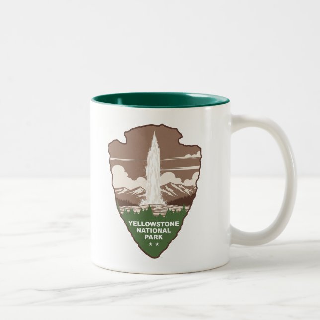 Caneca De Café Em Dois Tons Yellowstone National Park Old Faithful Arrowhead (Direita)