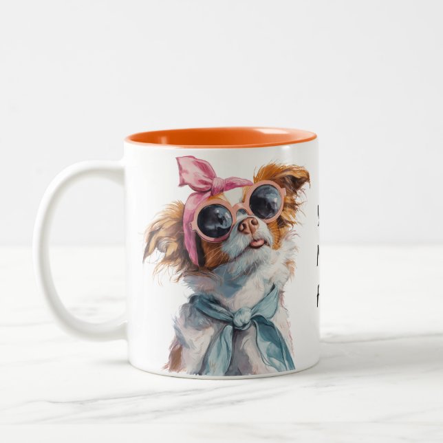 Caneca De Café Em Dois Tons Yes, I'm Sassy – Whimsical Dog Face (Esquerda)