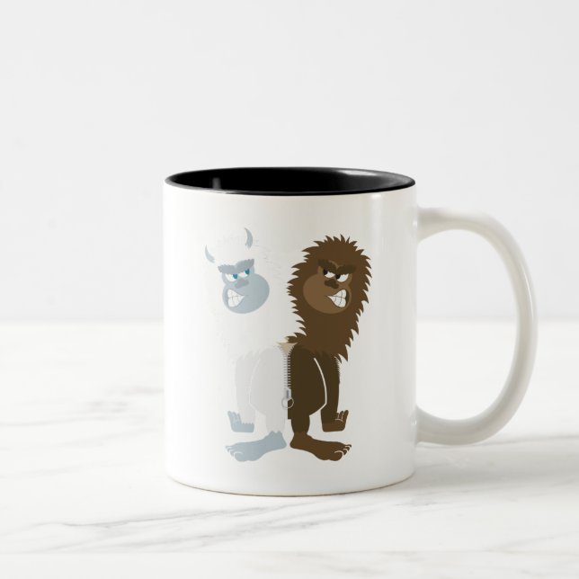 Caneca De Café Em Dois Tons Yeti contra Bigfoot (Direita)