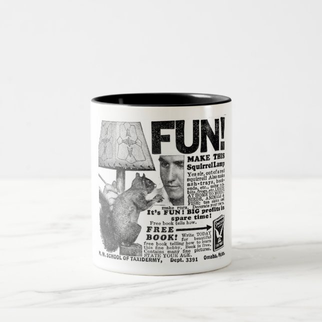 CANECA DE CAFÉ EM DOIS TONS YIKES DE PUBLICIDADE DA LÂMPADA SQUIRREL DA DÉCADA (Centro)