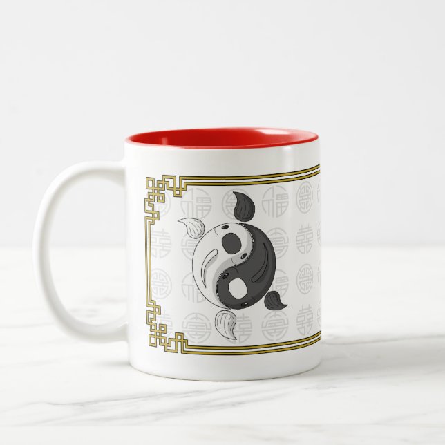 Caneca De Café Em Dois Tons Yin e Yang, o Mug Koi (Esquerda)
