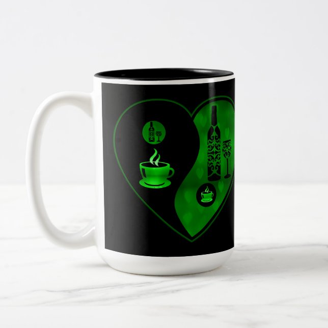 Caneca De Café Em Dois Tons Yin Verde e Yang Cafe Vinho (Esquerda)