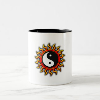 Caneca De Café Em Dois Tons Yin Yang Balanced Sun