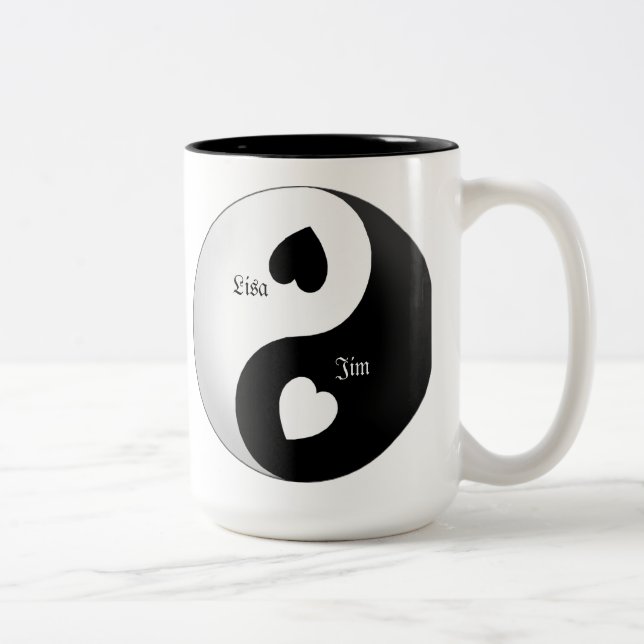 Caneca De Café Em Dois Tons Yin Yang Love Mug Personalizado (Direita)