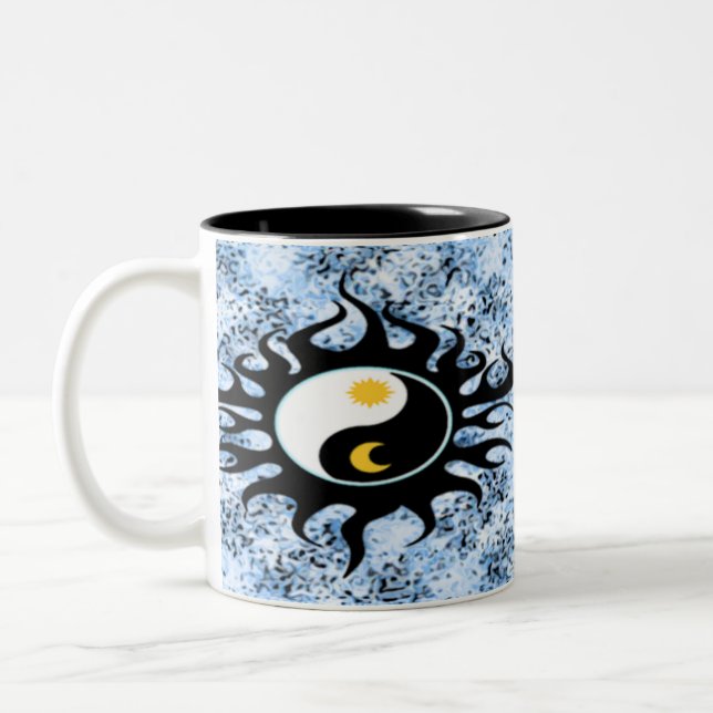 Caneca De Café Em Dois Tons Yin Yang Sun & lua (Esquerda)