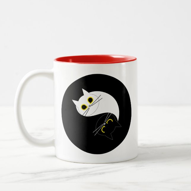 Caneca De Café Em Dois Tons YIN YANG Zen Cat Mug (Esquerda)