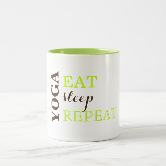 Caneca De Café Em Dois Tons Yoga, Coma, Dorme, Repita (Centro)