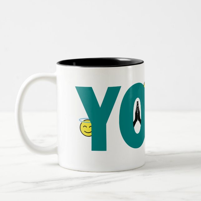 Caneca De Café Em Dois Tons Yoga Emoji Mug (Esquerda)