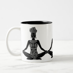 Caneca De Café Em Dois Tons Yoga Goddese Tribal Mug - Café da Meditação Étnica