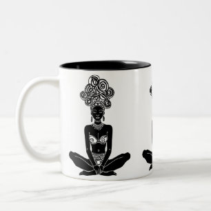 Caneca De Café Em Dois Tons Yoga Goddese Tribal Mug - Café da Meditação Étnica