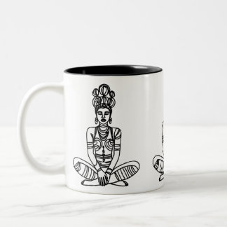 Caneca De Café Em Dois Tons Yoga Goddese Tribal Mug - Café da Meditação Étnica