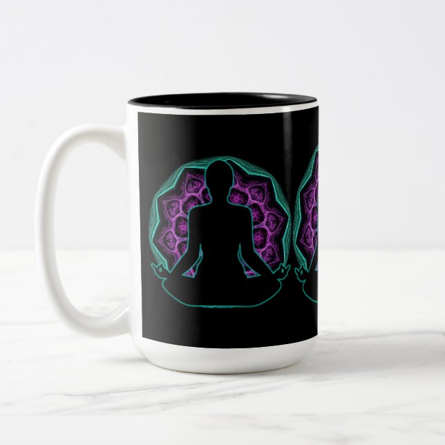 Caneca De Café Em Dois Tons Yoga Mandala (Esquerda)