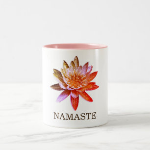 Caneca De Café Em Dois Tons Yoga Namaste Lotus Flower