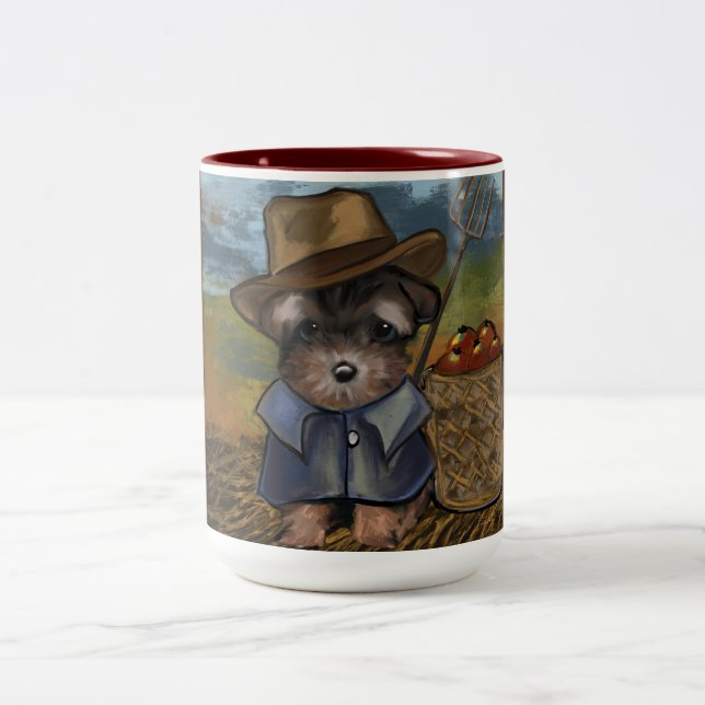 Caneca De Café Em Dois Tons Yorkie Poo (Centro)