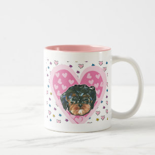 Caneca De Café Em Dois Tons Yorkie Poo do Dia de São Valentim