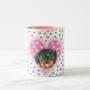 Caneca De Café Em Dois Tons Yorkie Poo do Dia dos Namorados