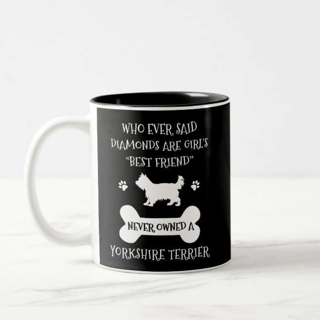 Caneca De Café Em Dois Tons Yorkshire Terrier Melhor Amigo (Esquerda)