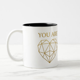 Caneca De Café Em Dois Tons You Are My Half Gold Geometric Heart Couple Mug