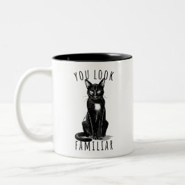Caneca De Café Em Dois Tons You Look Familiar Black Cat Feeling Magical Witch