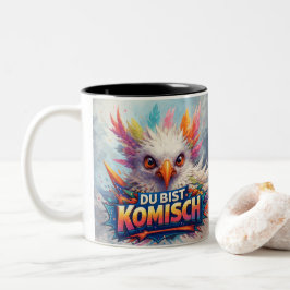 Caneca De Café Em Dois Tons You’re Weird – Colorful Bird Humor Art