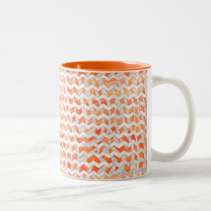 Caneca De Café Em Dois Tons Zebra Chevron Laranja e Branco