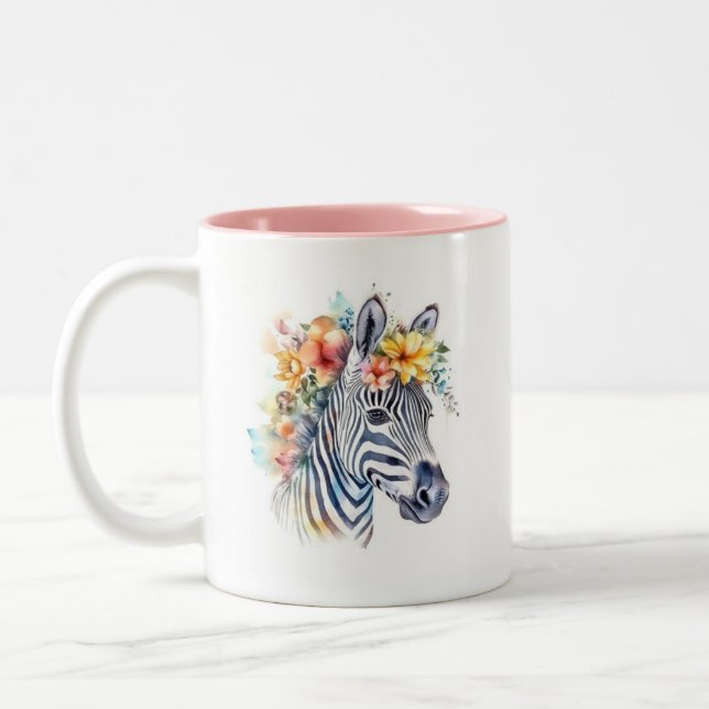 Caneca De Café Em Dois Tons Zebra da Aquarela (Esquerda)