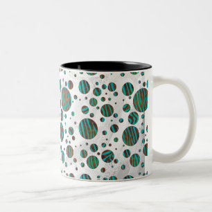 Caneca De Café Em Dois Tons Zebra da Bolinhas Castanho e Teal