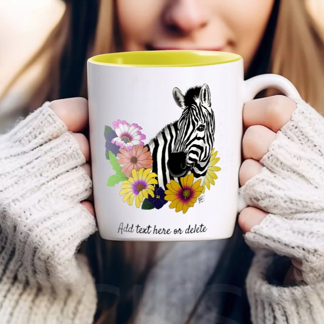 Caneca De Café Em Dois Tons Zebra Daisies Blue (Criador carregado)