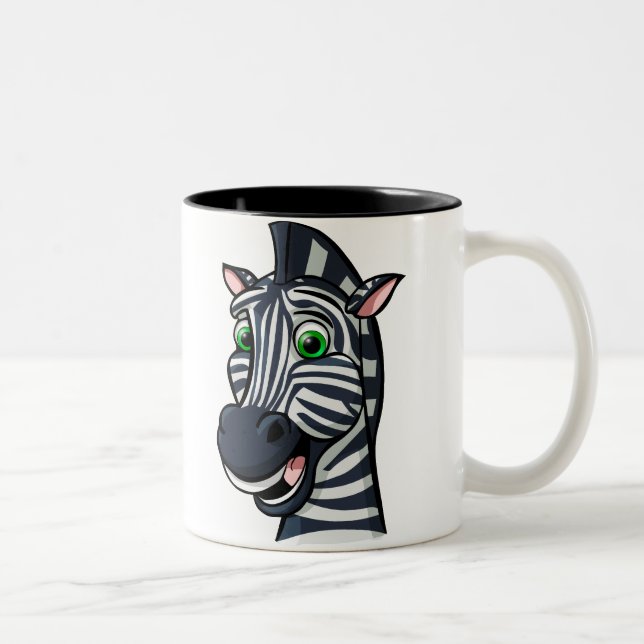 Caneca De Café Em Dois Tons Zebra dos desenhos animados (Direita)