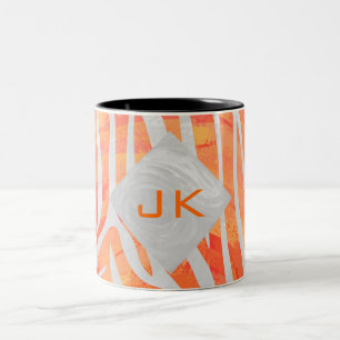 Caneca De Café Em Dois Tons Zebra Monograma Laranja e Branco