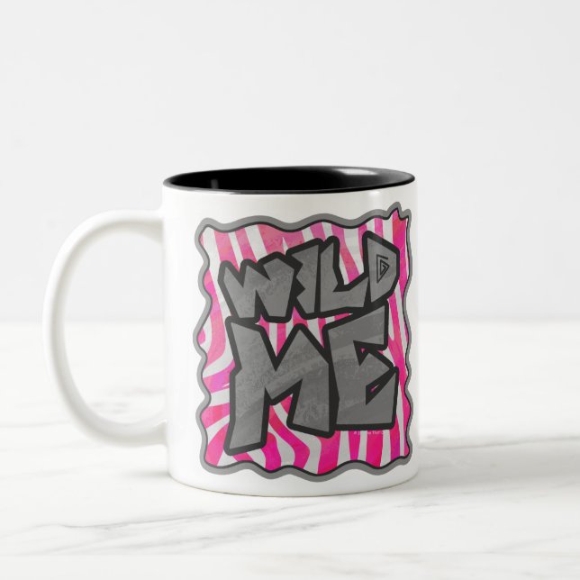 Caneca De Café Em Dois Tons Zebra Quente-Rosa e Branco (Esquerda)